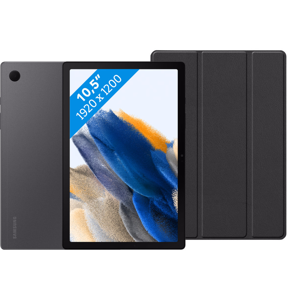 Samsung Galaxy Tab A8 128GB Wifi Grijs + Just in Case Book Case Zwart