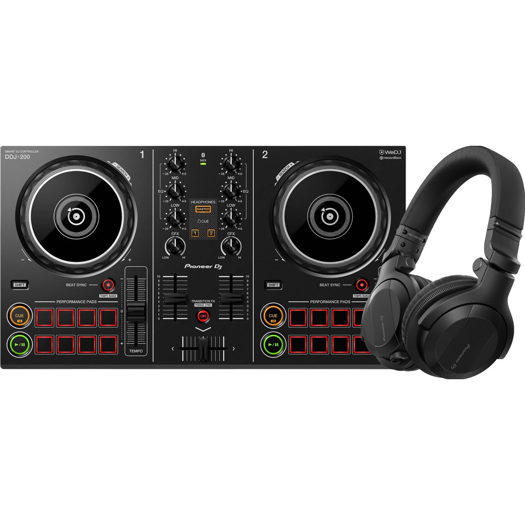 Pioneer DJ DDJ-200 + HCJ-CUE1BT Zwart