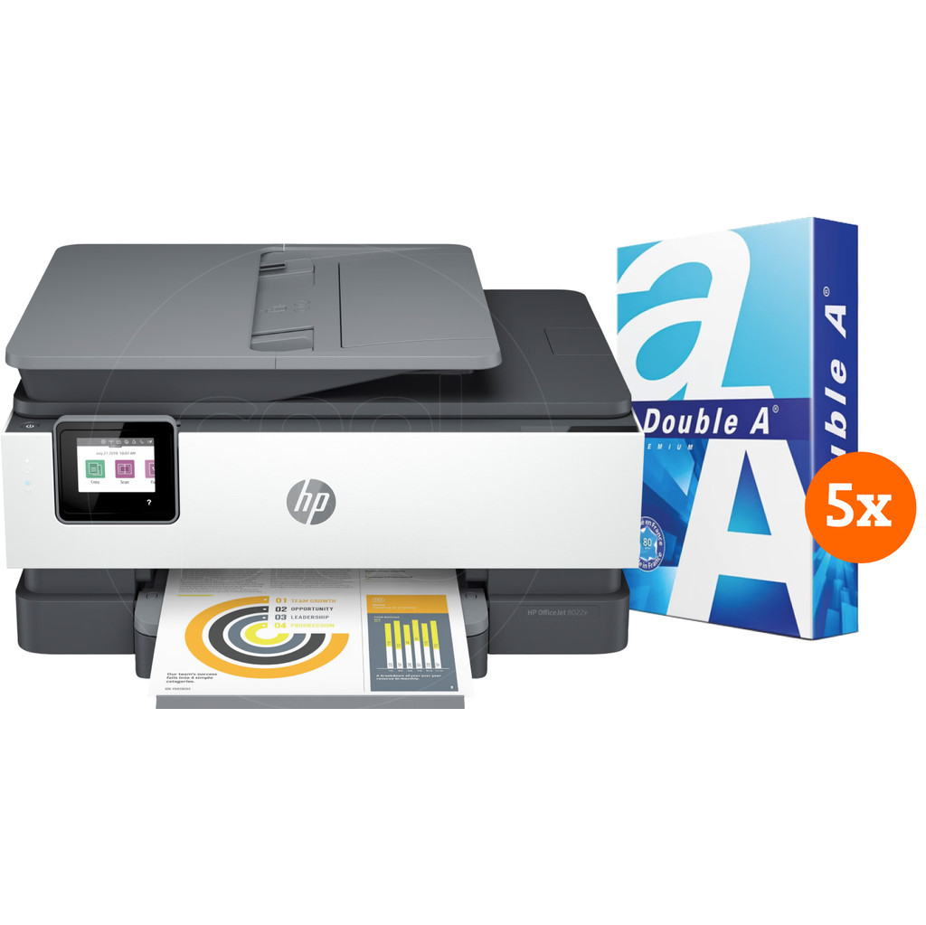 HP Officejet Pro 8022e + 2.500 vellen A4 papier