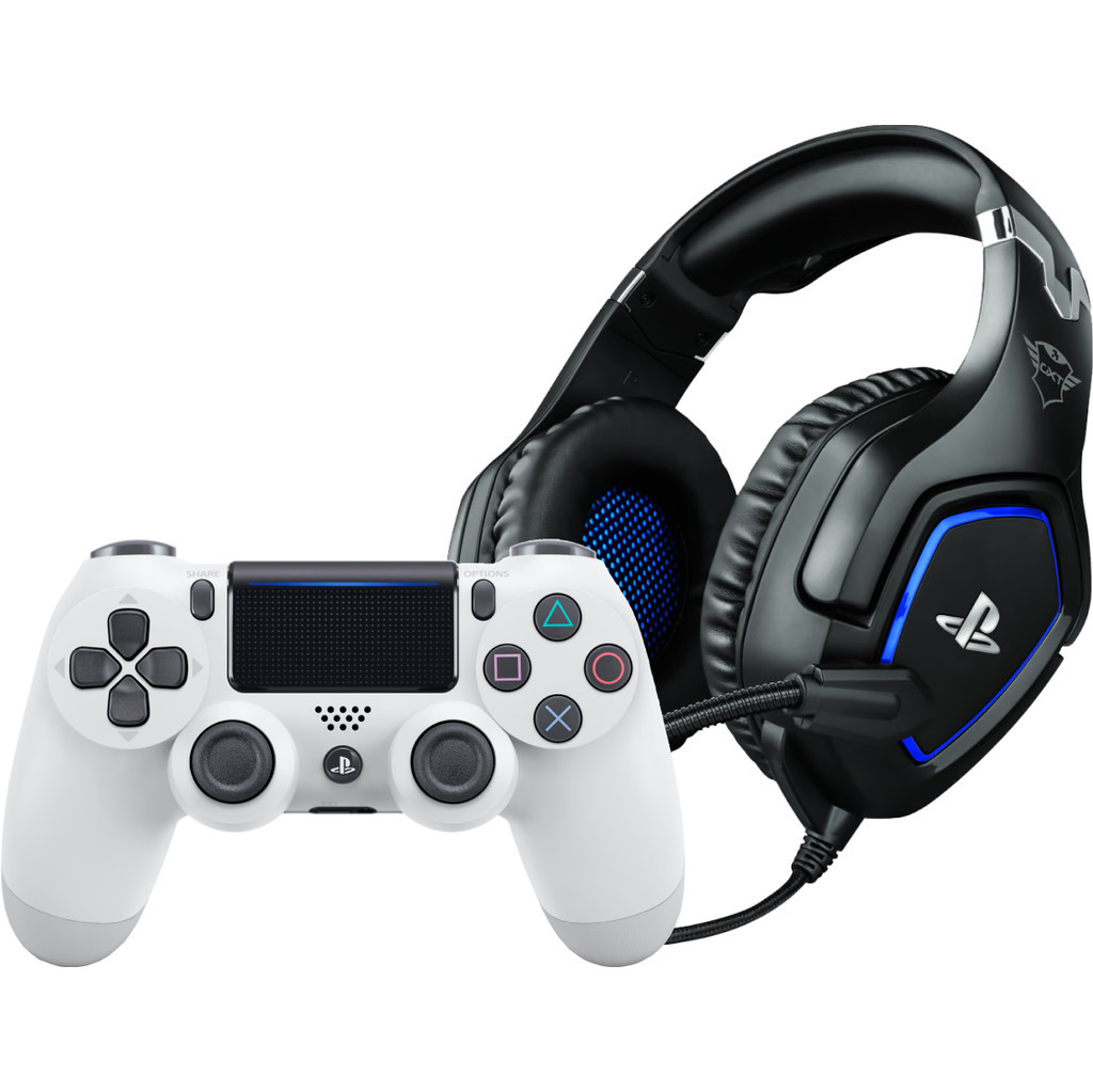 Sony Dualshock 4 Controller Wit + Trust GXT 488 FORZE Gaming Headset