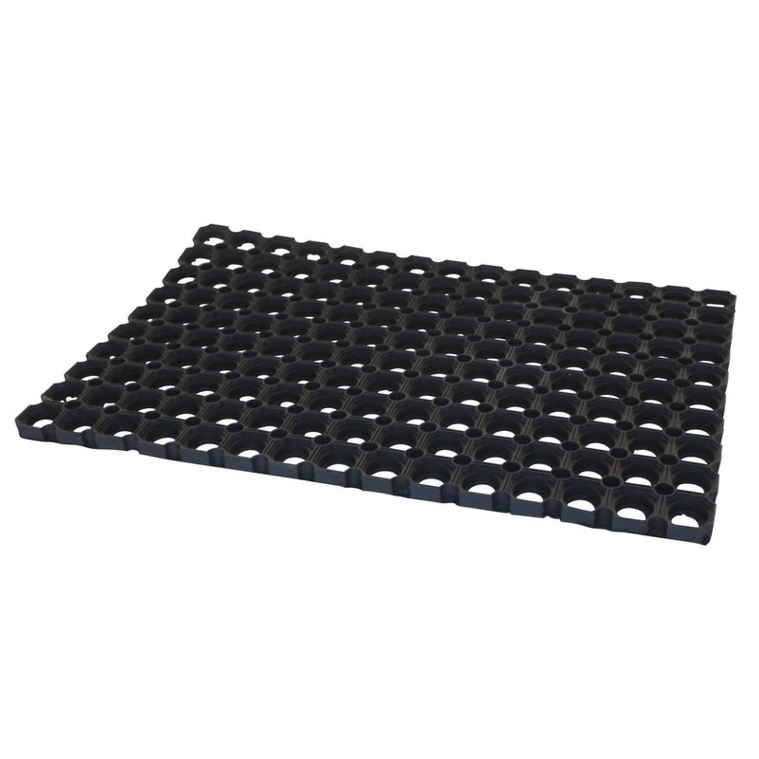 2x Buitenmatten / deurmatten rubber zwart 60 x 40 x 2.3 cm - Deurmatten