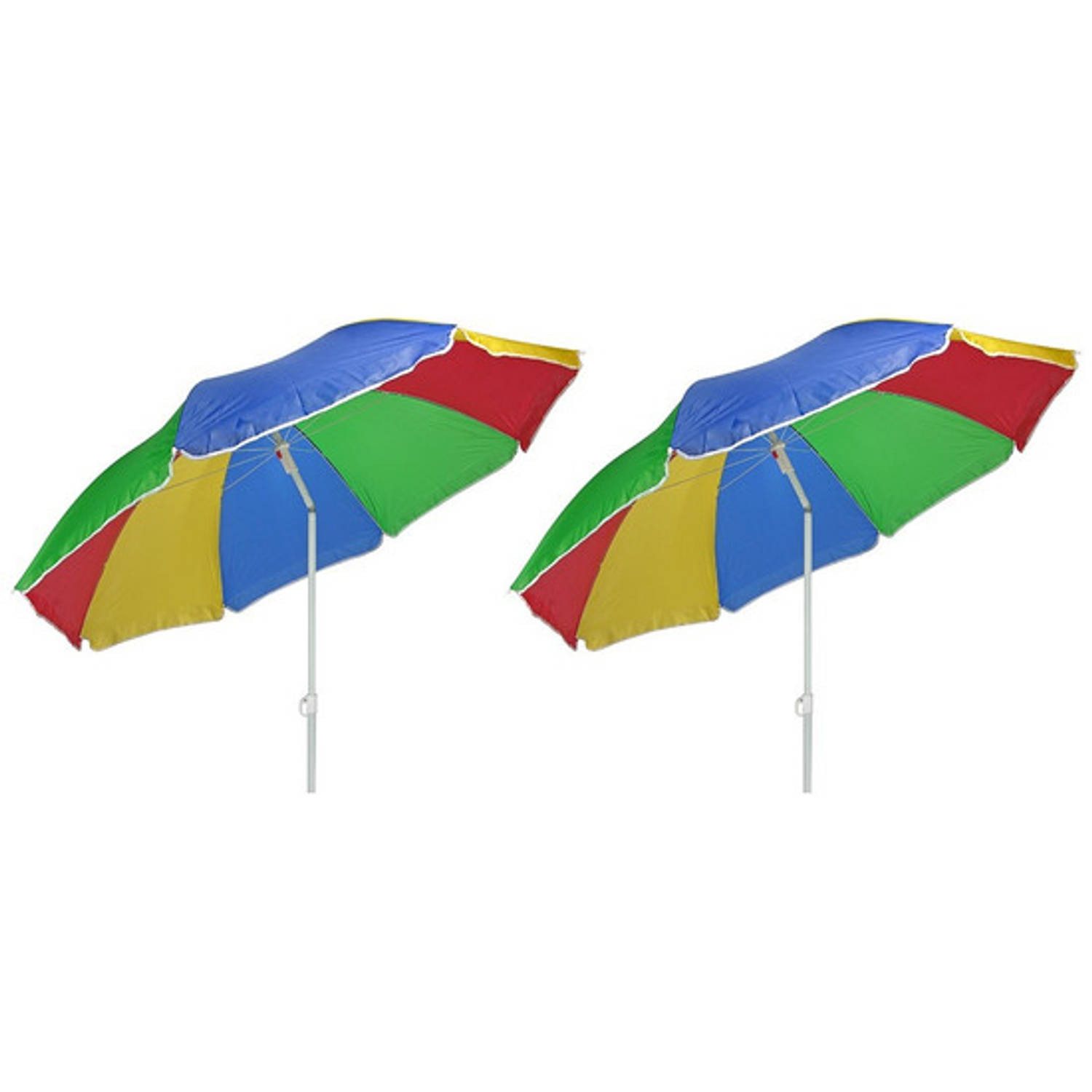 2x Regenboog gekleurde parasol 180 cm - Parasols