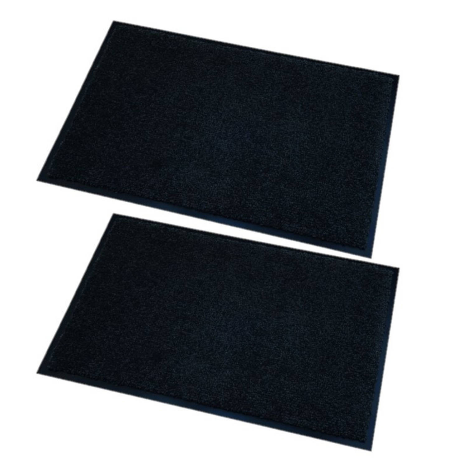 2x stuks deurmatten/droogloopmatten Memphis zwart 60 x 80 cm - Deurmatten