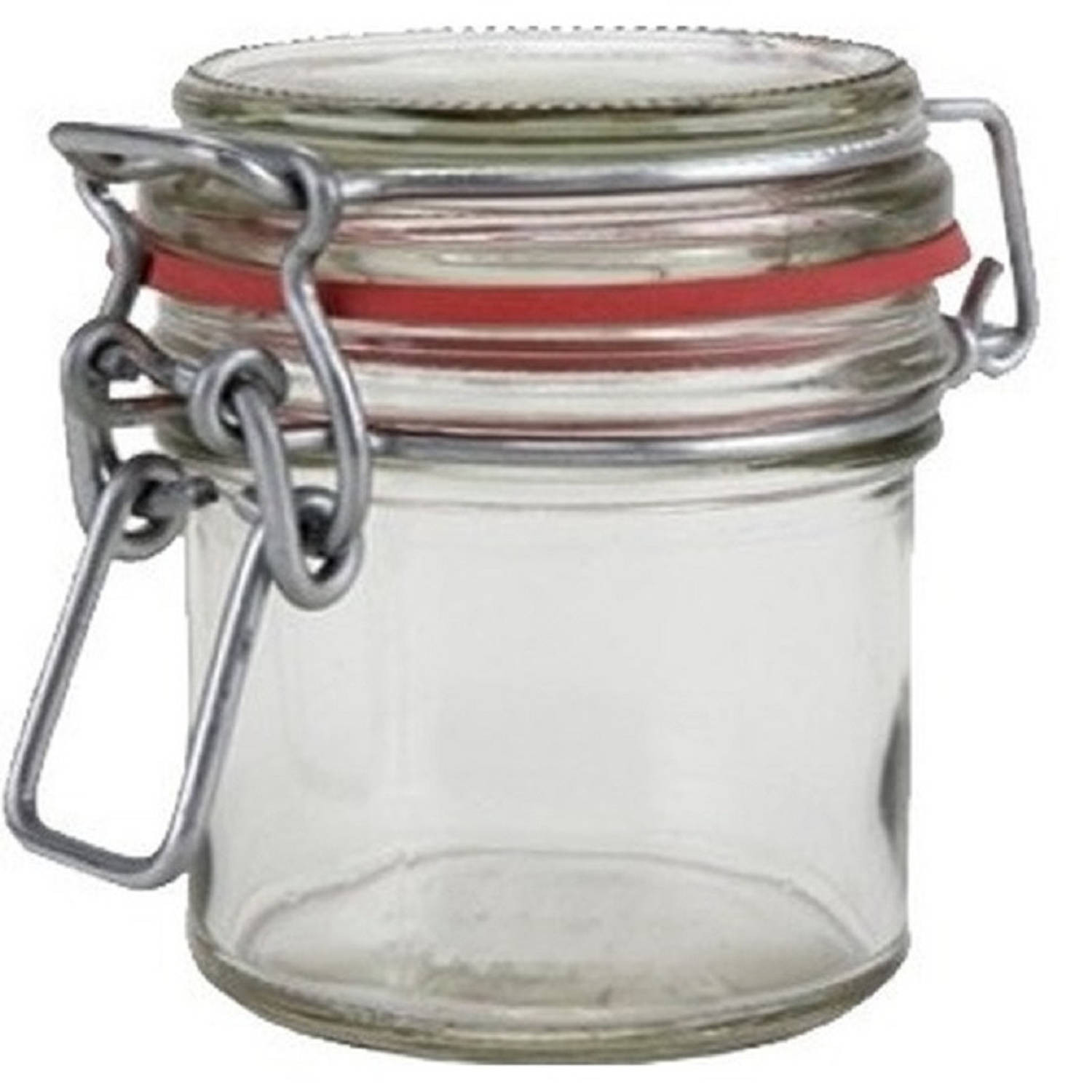 1x Glazen confituren mini pot/weckpot 100 ml met beugelsluiting en rubberen ring - Weckpotten