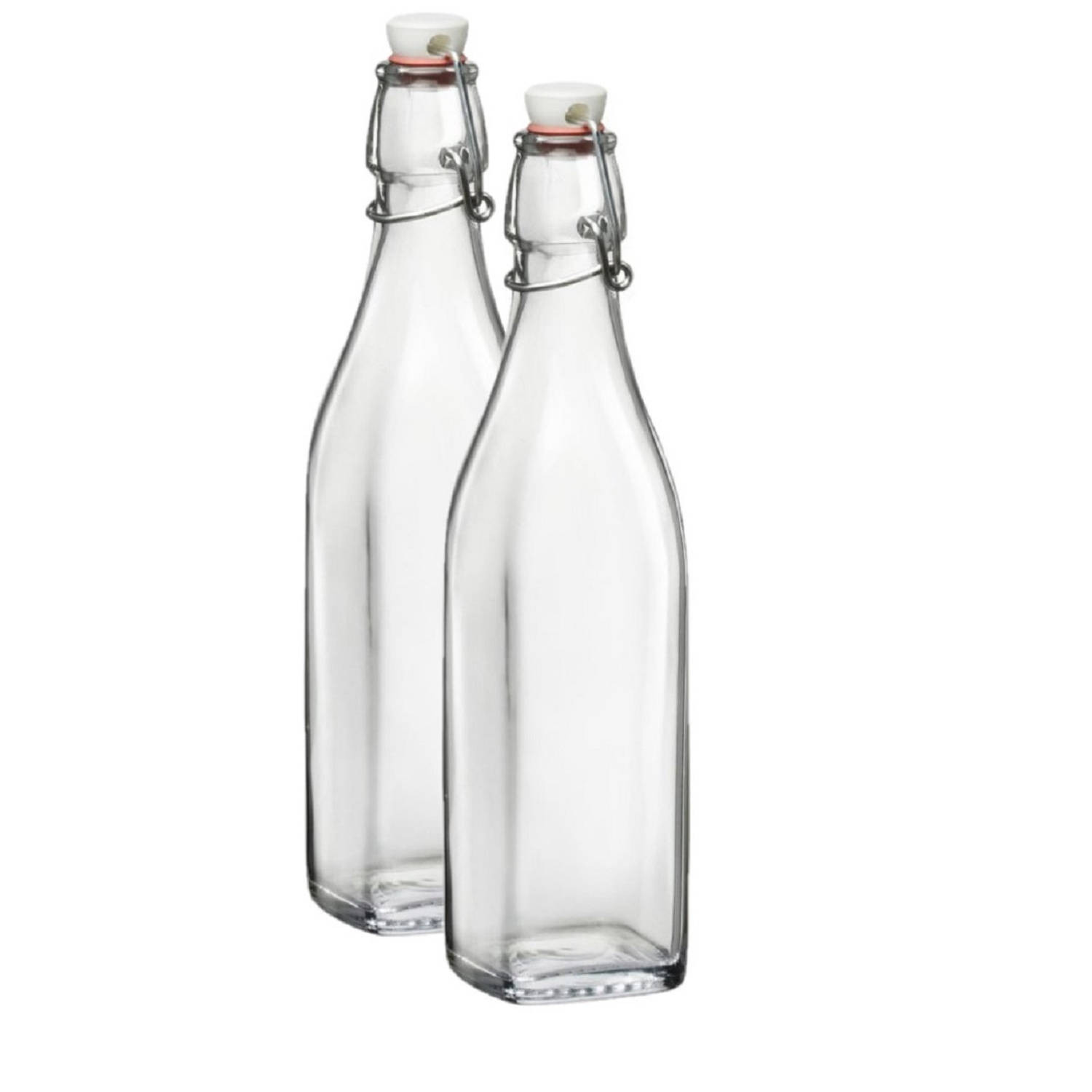 2x Limonadeflessen/waterflessen transparant 500 ml vierkant - Weckpotten