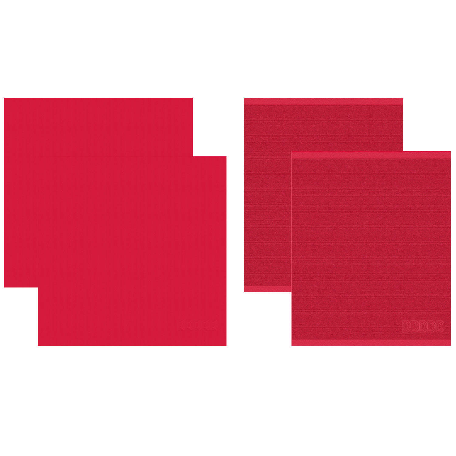 DDDDD 2x theedoek + 2x keukendoek Logo - Red