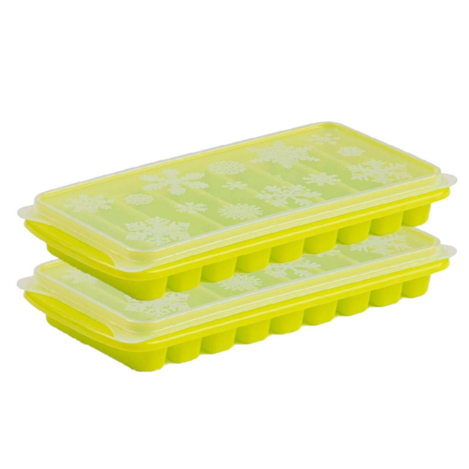 2x stuks Trays met Flessenhals ijsblokjes/ijsklontjes staafjes vormpjes 10 vakjes kunststof groen - IJsblokjesvormen