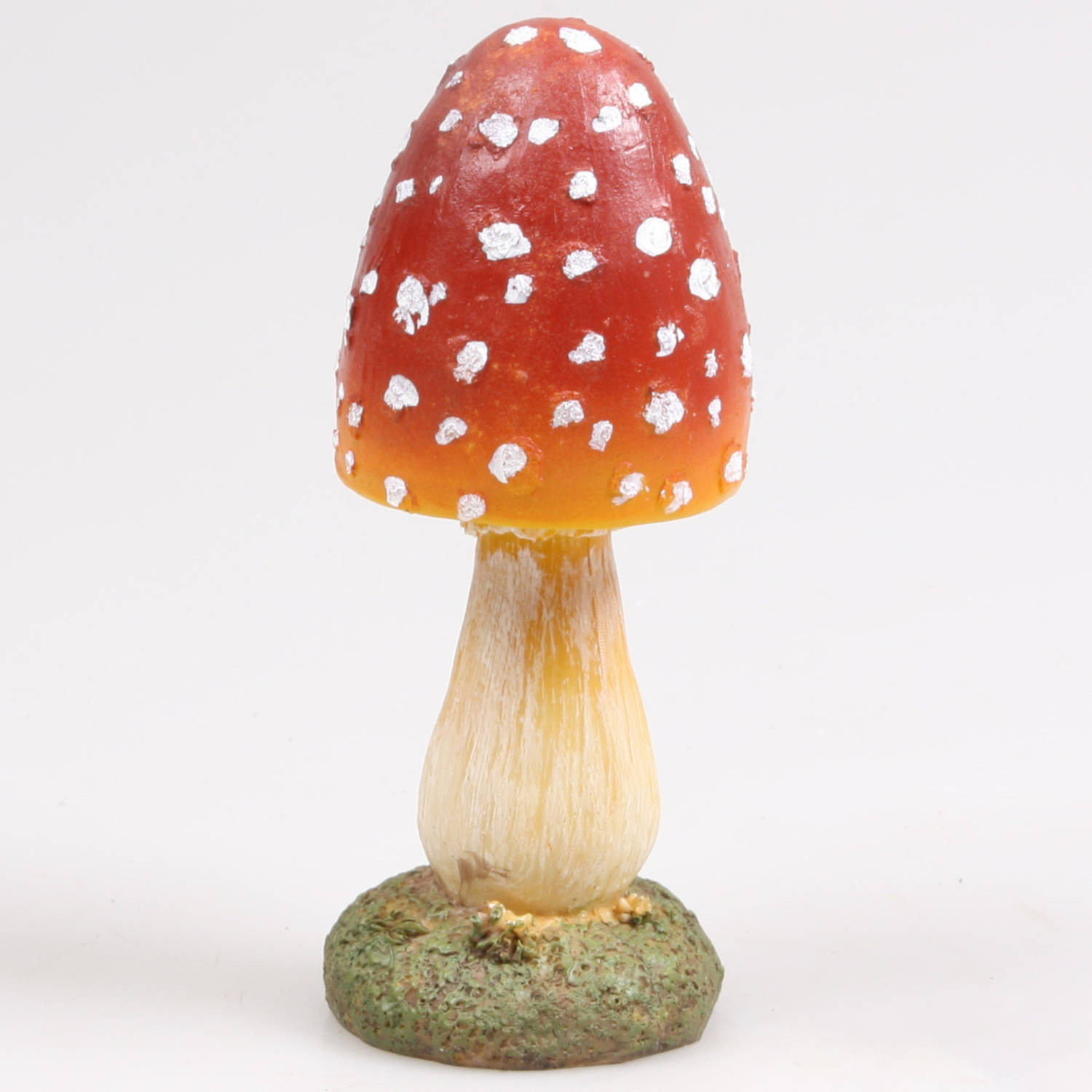 Decoratie huis/tuin beeldje paddenstoel - vliegenzwam - rood/wit - 7 x 18 cm - Tuinbeelden