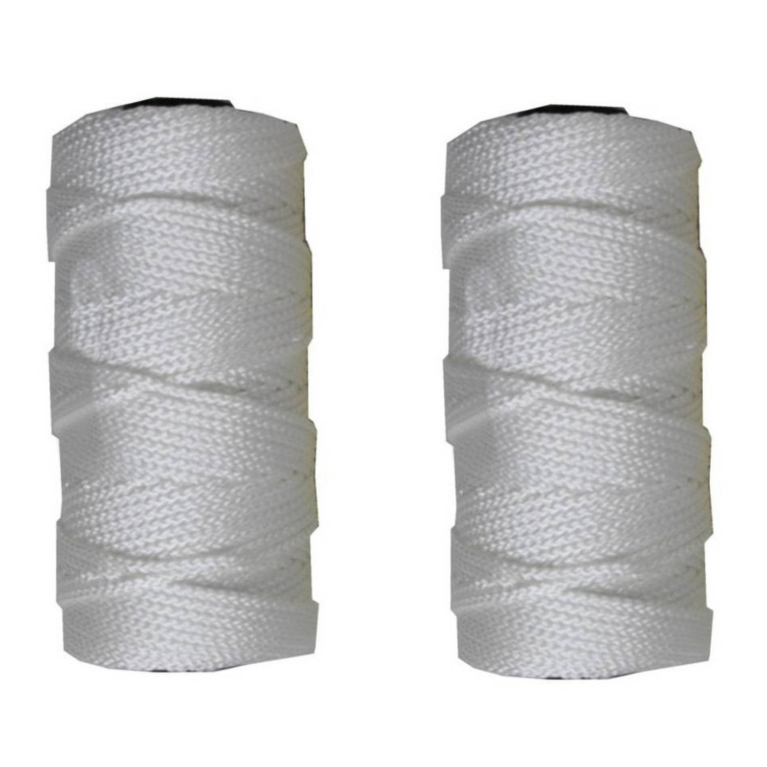 2x Bolletjes touw bouwlijn wit 50 meter x 1,8 mm - Touwen