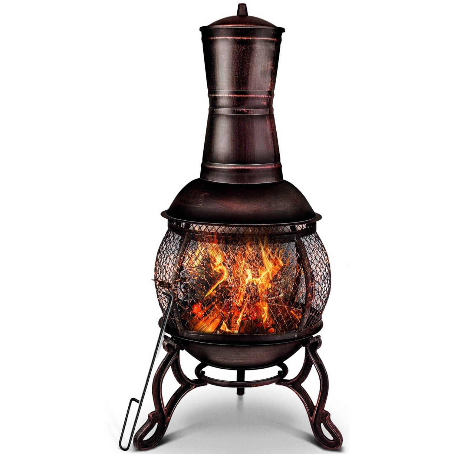 Tillvex- Terrasoven met grill, Rood-Brons, 89 cm, Azteekse oven, tuinhaard