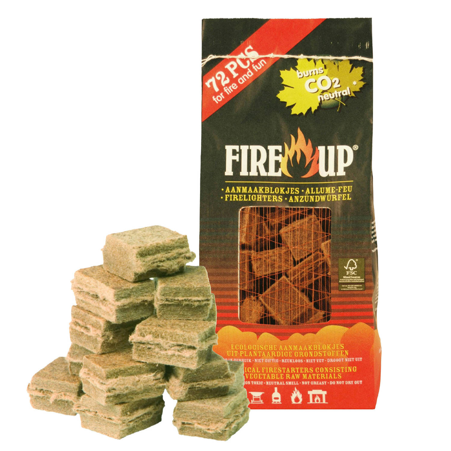 Fire-up Barbecue aanmaakblokjes - 144x - bruin - reukloos - niet giftig - BBQ - Aanmaakblokjes