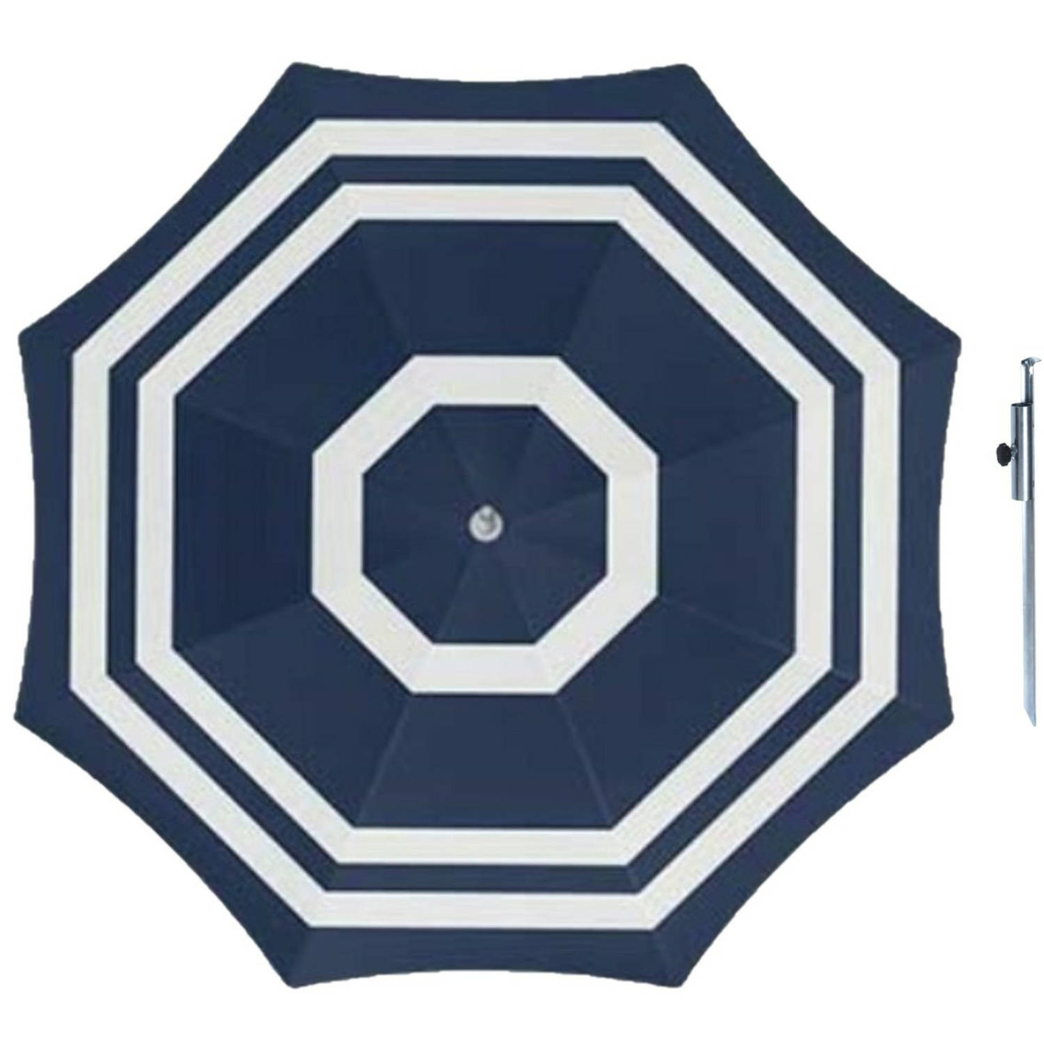 Parasol - Blauw/wit - D120 cm - incl. draagtas - parasolharing - 49 cm - Parasols