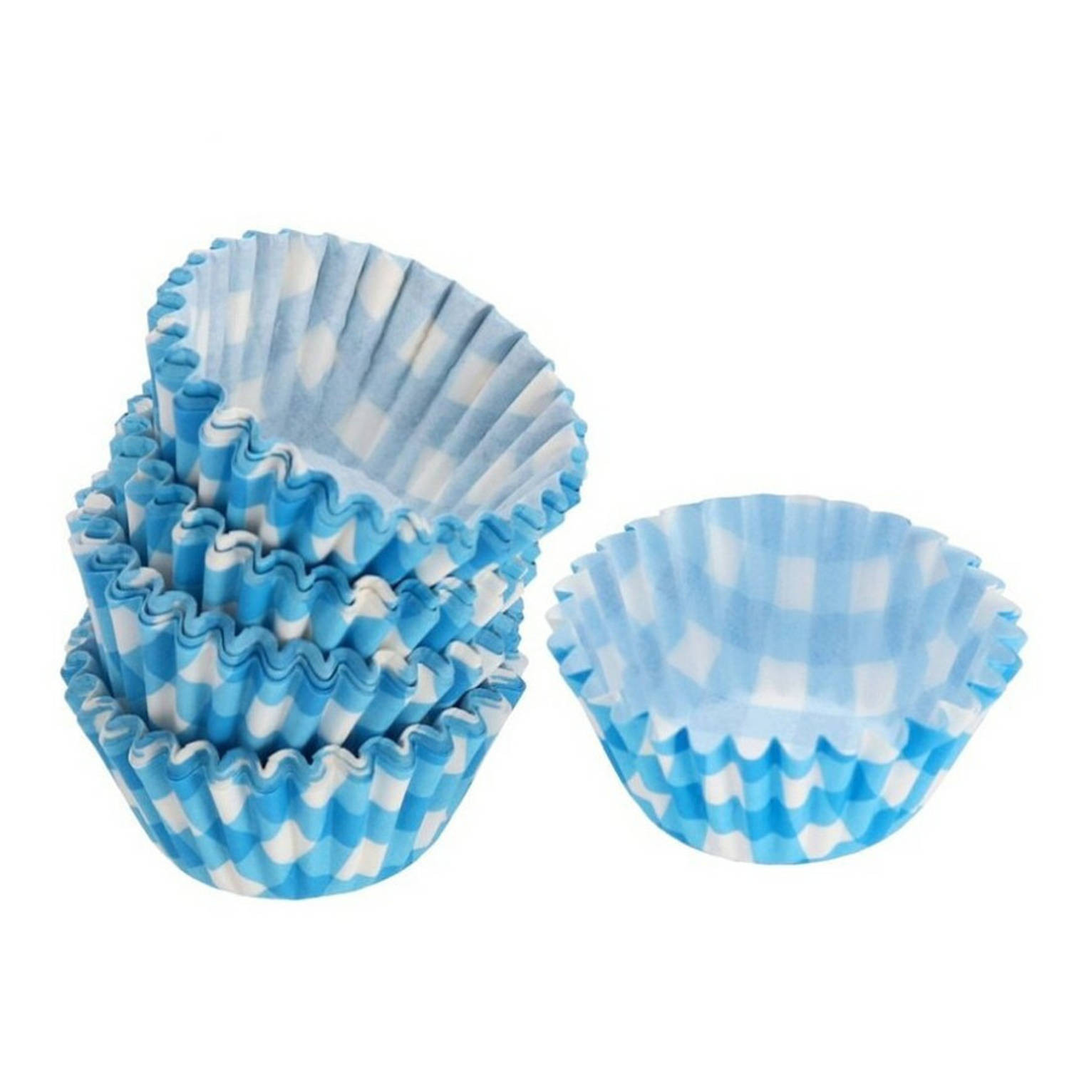 180x Mini muffin en cupcake vormpjes blauw papier 4 x 4 x 2 cm - Muffinvormen / cupcakevormen