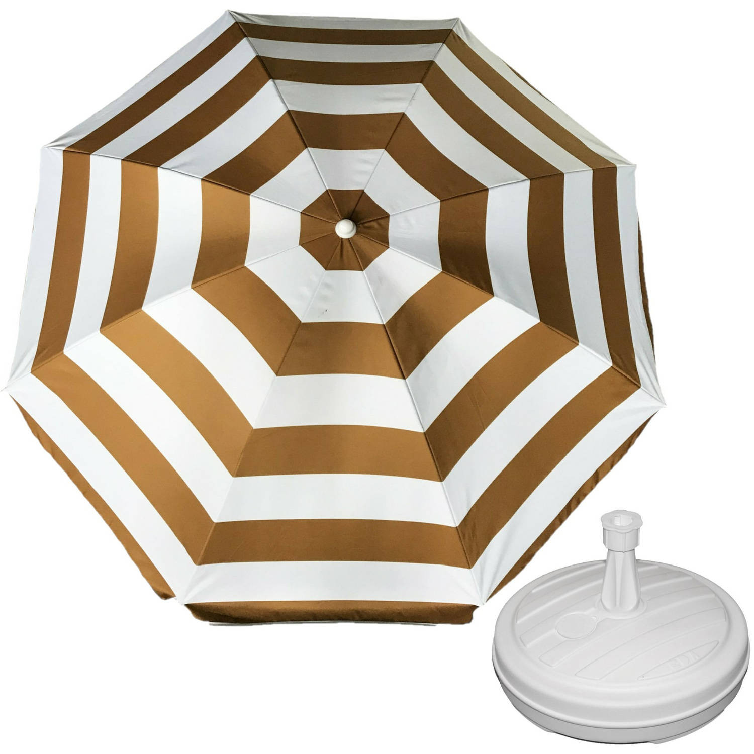 Parasol - Goud/wit - D180 cm - incl. draagtas - parasolvoet - 42 cm - Parasols
