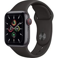 Apple Watch SE 40 mm kast van spacegrijs aluminium met zwart sportbandje [wifi + cellular]