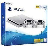 Sony PlayStation 4 slim 500 GB [incl. 2 draadloze controllers] zilver