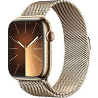 Apple Watch Series 9 45 mm roestvrij stalen kast goud op Milanees bandje goud [Wi-Fi + Cellular]