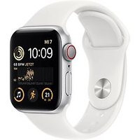 Apple Watch SE 2022 40 mm kast van zilverkleurig aluminium op wit sportbandje [Wi-Fi + Cellular]