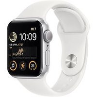 Apple Watch SE 2022 40 mm kast van zilverkleurig aluminium op wit geweven sportbandje [Wi-Fi]