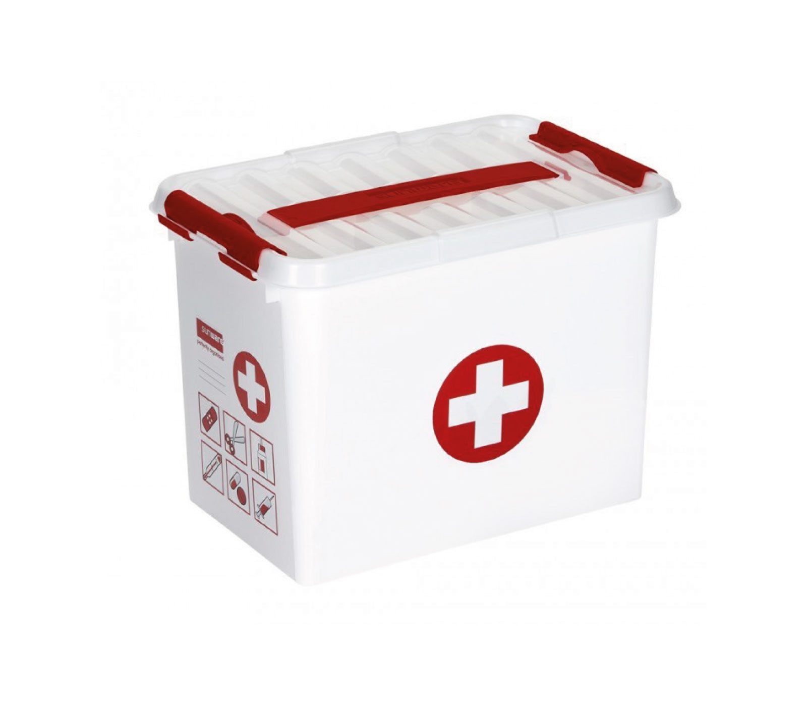 Sunware Q-line EHBO doos met inzet 9L wit rood