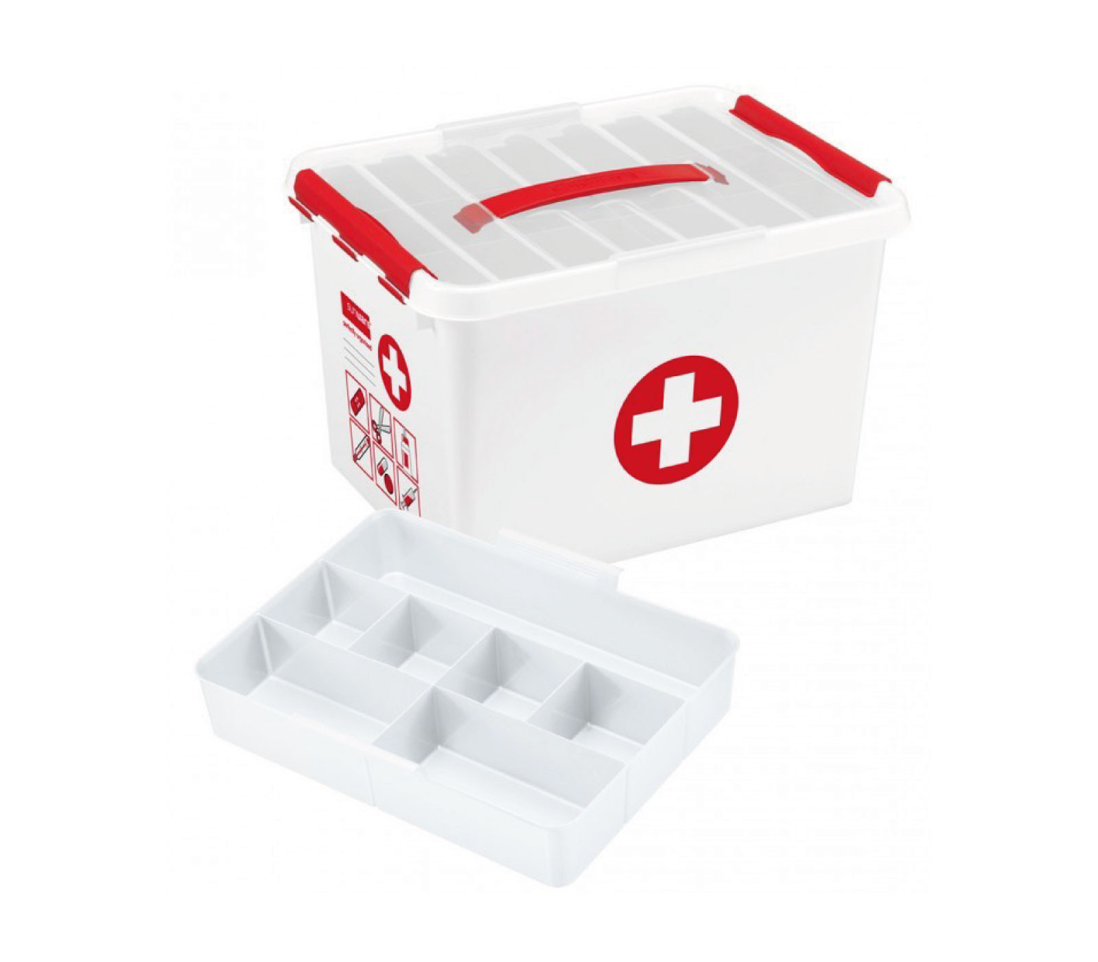 Sunware Q-line EHBO doos met inzet 22L wit rood