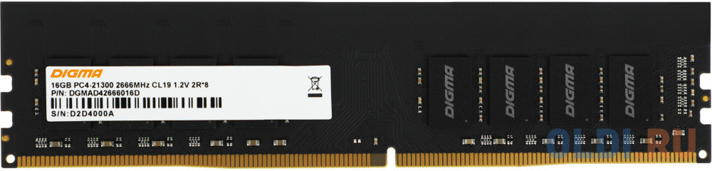 Оперативная память для компьютера Digma DGMAD42666016D DIMM 16Gb DDR4 2666 MHz DGMAD42666016D