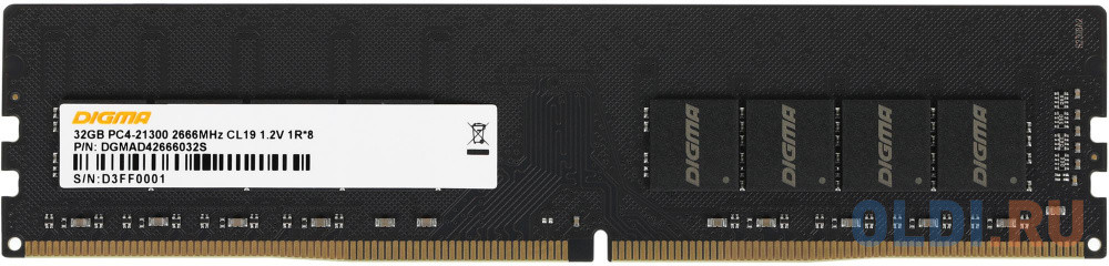 Оперативная память для компьютера Digma DGMAD42666032S DIMM 32Gb DDR4 2666 MHz DGMAD42666032S
