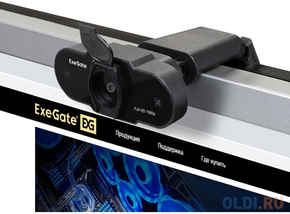 Exegate EX287387RUS Веб-камера ExeGate BlackView C615 FullHD (матрица 1/3&quot; 2 Мп, 1920х1080, 1080P, 30fps, 4-линзовый объектив, шторка, USB, фикси