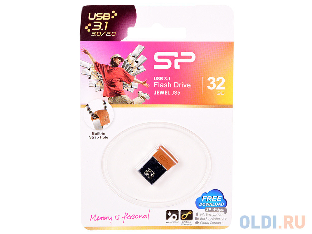 Внешний накопитель 32GB USB Drive &lt;USB3.1 Silicon Power J35 SP032GBUF3J35V1E серебристый/коричневый