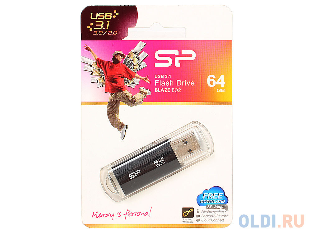 Внешний накопитель 64GB USB Drive &lt;USB 3.0 Silicon Power Blaze B02 Black (SP064GBUF3B02V1K)