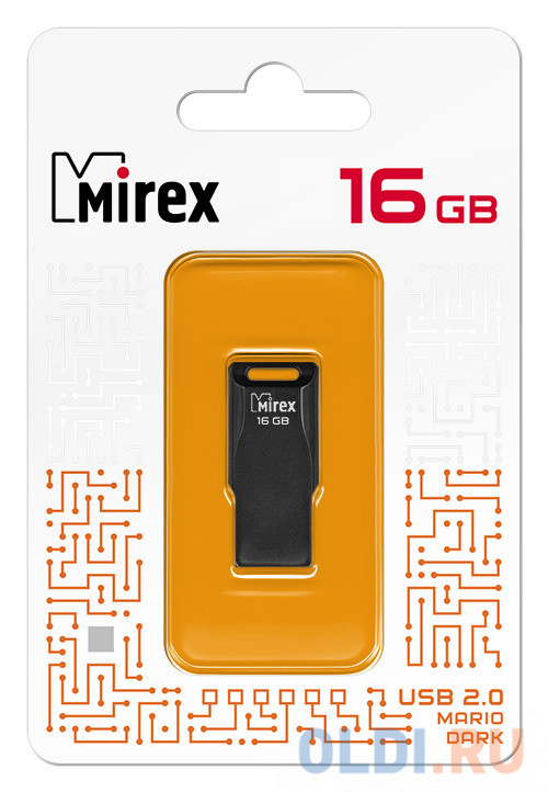 Флеш накопитель 16GB Mirex Mario, USB 2.0, Черный