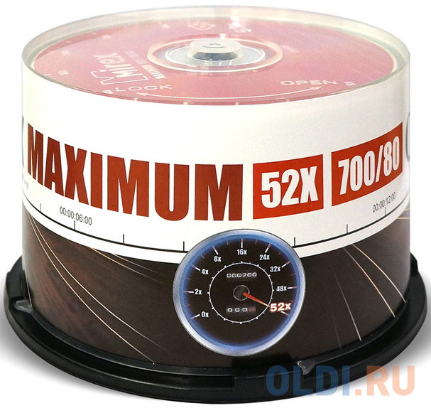 Диск CD-R Mirex 700 Mb, 52х, Maximum, Cake Box (50), (50/300)