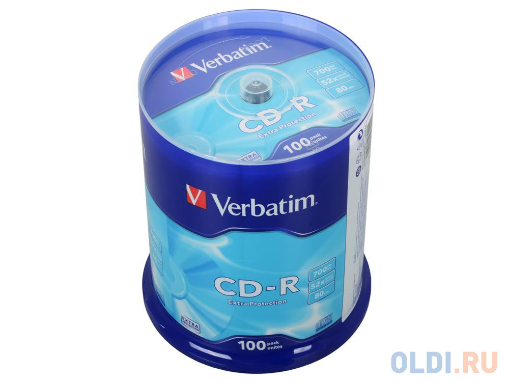 Диски CD-R 80min 700Mb Verbatim  52x  100 шт  Cake Box  &lt;43411