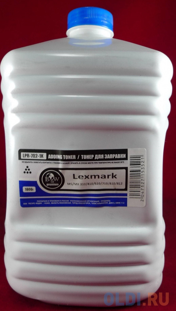 Тонер Lexmark MS/MX 310/410/610/710/810/812 (кан. 1кг) B&amp;W Premium Tomoegawa фас.Россия