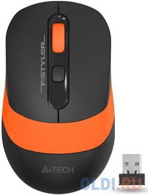 Мышь беспроводная A4TECH Fstyler FG10 чёрный оранжевый USB