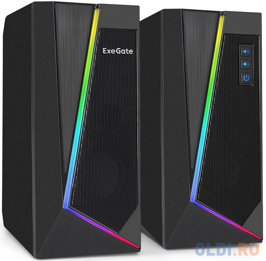 Акустическая система 2.0 ExeGate Accord 240 (питание USB, 2х3Вт (6Вт RMS), 60-20000Гц, цвет черный, RGB подсветка, Color Box)