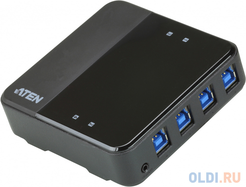 Переключатель Aten US434-AT USB, 4 ПК&gt; 4 устройства, 4 USB B-тип &gt; 4 USB A-тип, Male &gt; Female, со шнурами A-B 2х1.2м.+2х1.8м. для подкл. к уп