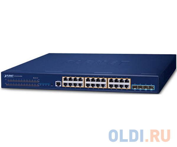 коммутатор/ PLANET Layer 3 24-Port 10/100/1000T 802.3at PoE + 4-Port 10G SFP+ Stackable Managed Switch (370W PoE budget, Hardware stacking up to 8 uni