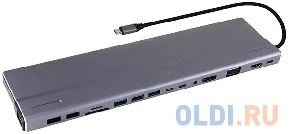 Адаптер TypeC --&gt;3*USB3.0+2*USB2.0+VGA+RJ45+SD+TF+AUD+HDMI+DP+2*USB3.1 Data+PD&lt;CU4703&gt;