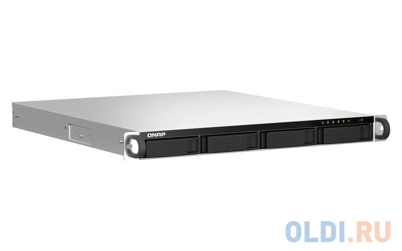 SMB QNAP TS-464U-8G NAS 4 HDD trays, rackmount 1U, 1 PSU. 4-core Intel Celeron N5105/N5095 2.0-2.9 GHz, 8 GB RAM MAX, 2x2.5GbE, 2xUSB 3.2 Gen 2 (10Gbp