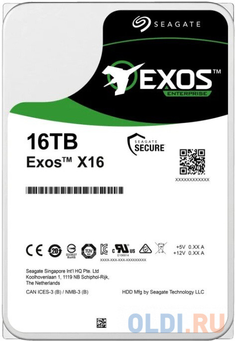 Накопитель на жестком магнитном диске Seagate Жесткий диск Exos X16 HDD 16TB 512E ST16000NM002G 3.5&quot; SAS 12Gb/s 256Mb 7200rpm