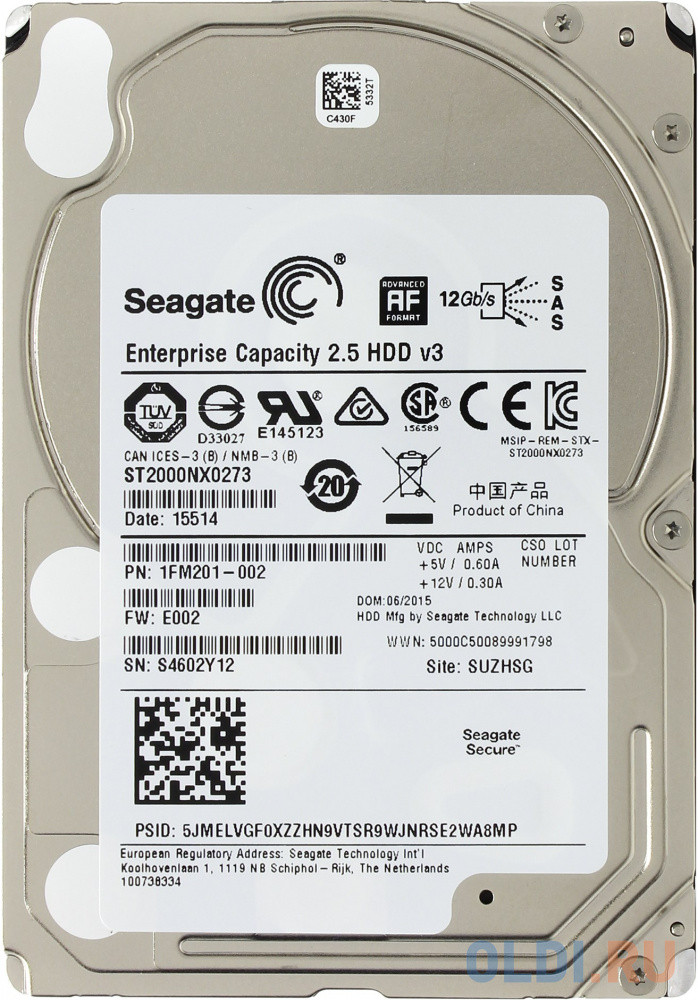 Жесткий диск 2.5&quot; 2Tb 7200rpm Seagate SAS ST2000NX0273