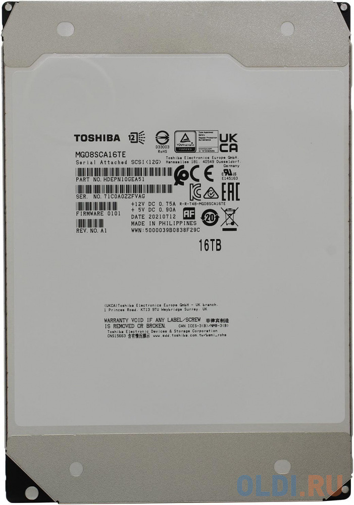 3.5&amp;quot; 16TB Toshiba Enterprise Capacity MG08SCA16TE SAS 12Gb/s, 7200rpm, 512MB
