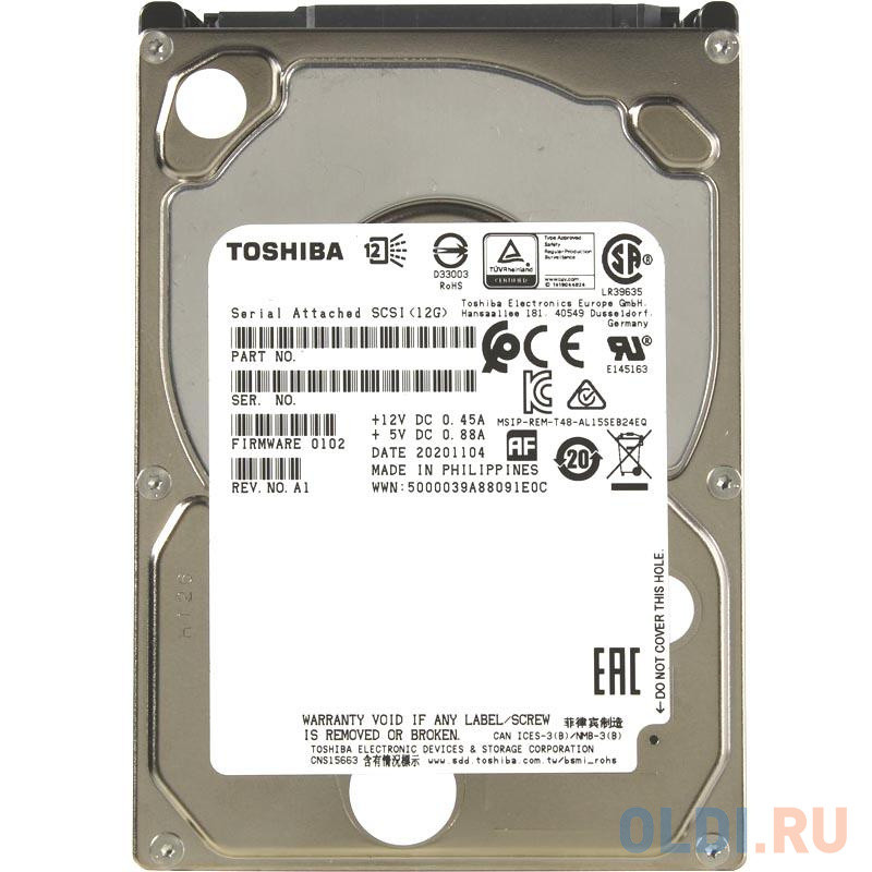 Infortrend Toshiba Enterprise 2.5&quot; SAS 12Gb/s HDD, 1.8TB, 10000RPM, 1 in 1 Packing.