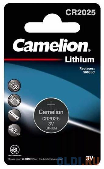 Camelion CR2025 BL-1 (CR2025-BP1, батарейка литиевая,3V) (1 шт. в уп-ке)