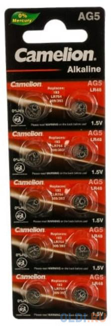 Camelion G 5  BL-10 Mercury Free (AG5-BP10(0%Hg), 393A/LR754/193 батарейка для часов) (10 шт. в уп-ке)