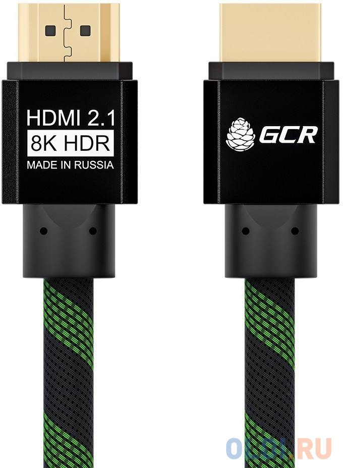 Кабель HDMI 2м Green Connection GCR-51834 круглый черный/зеленый