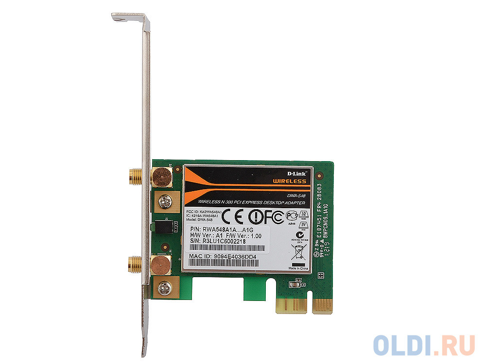 Беспроводной PCI-E адаптер D-Link DWA-548 802.11n 300Mbps 2.4 17dBm