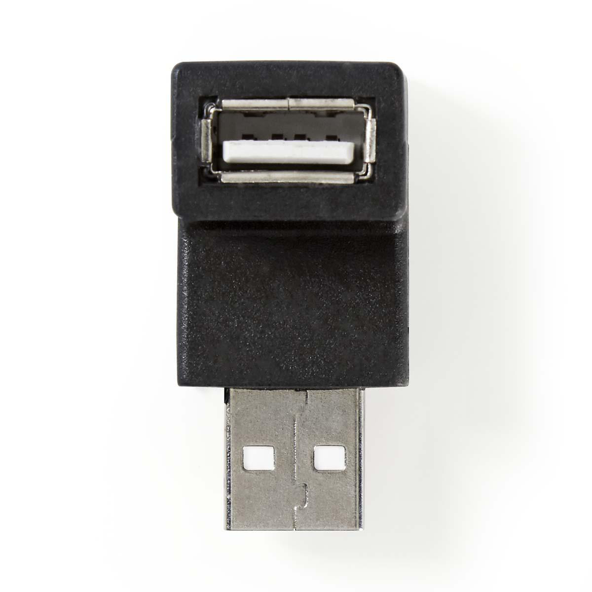 USB-A Adapter | USB 2.0 | USB-A Male | USB-A Female | 480 Mbps | Rond | Vernikkeld | PVC | Zwart | Envelop