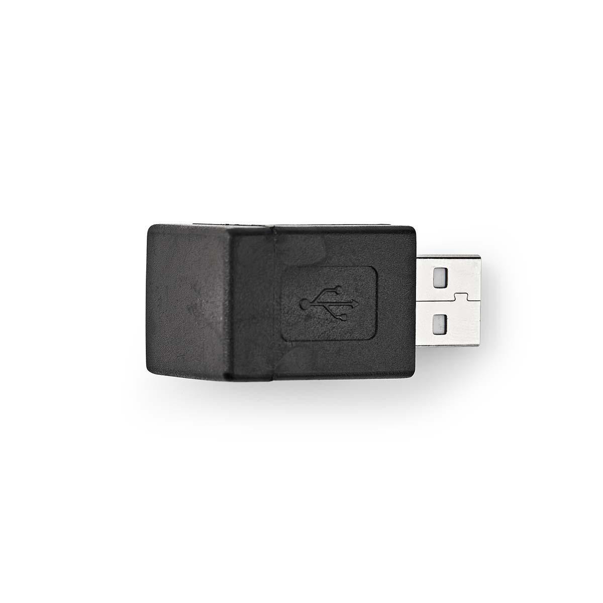 USB-A Adapter | USB 2.0 | USB-A Male | USB-A Female | 480 Mbps | Rond | Vernikkeld | PVC | Zwart | Envelop
